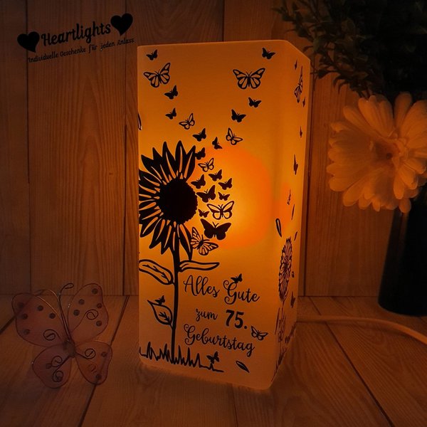 Tischlampe Sonnenblume Grönö weiß LED Enkelkinder Freunde Geburtstag Muttertag Vatertag