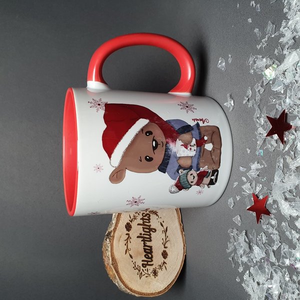 personalisierte Tasse Winter Design Winterbär Weihnachtsbär Kaffeetasse und Wunschname Wunschtext