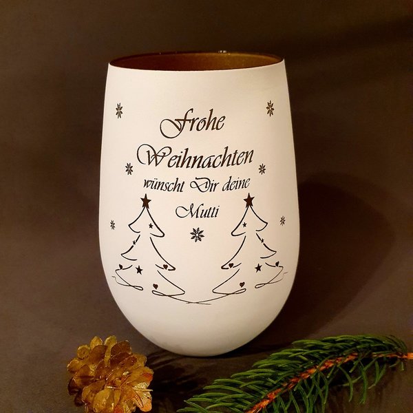 personalisiertes Windlicht Weihnachten Tanne Tannenbaum Gravur Teelichtglas Leuchtglas Teelichthalte
